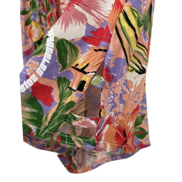 LF The Brand Womens Small Shorts Multicolor Floral Rayon Tropical Logo Cut Out - Picture 5 of 11